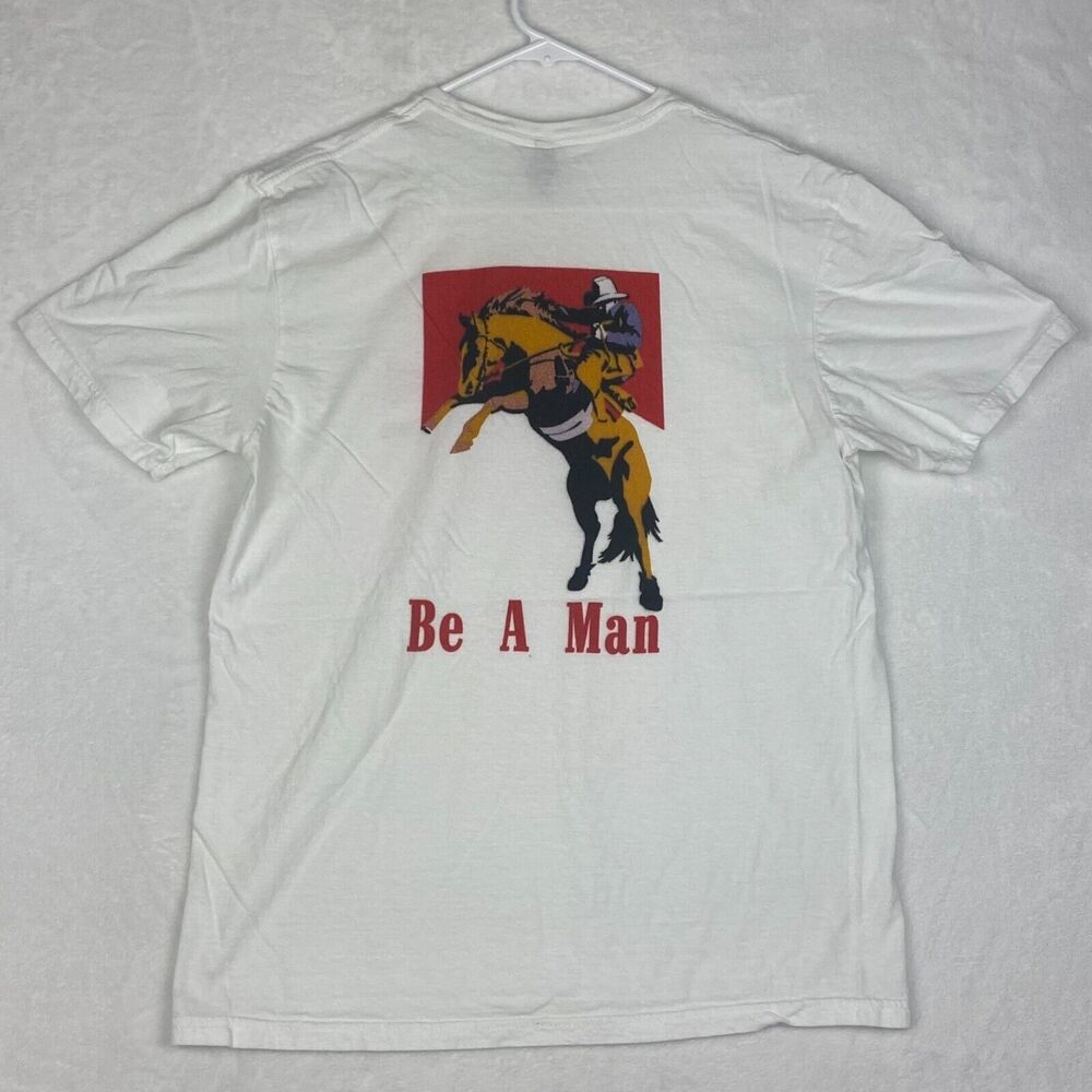 Quit Vaping Be A Man Graphic Shirt Adult Medium White Short Sleeve Crewneck